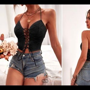 Corset tie lace up crop top